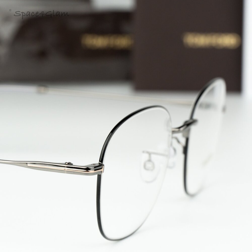 BRAND NEW Tom Ford Women Eyeglasses Gunmetal Blue Block Round FT5790-K/O 008